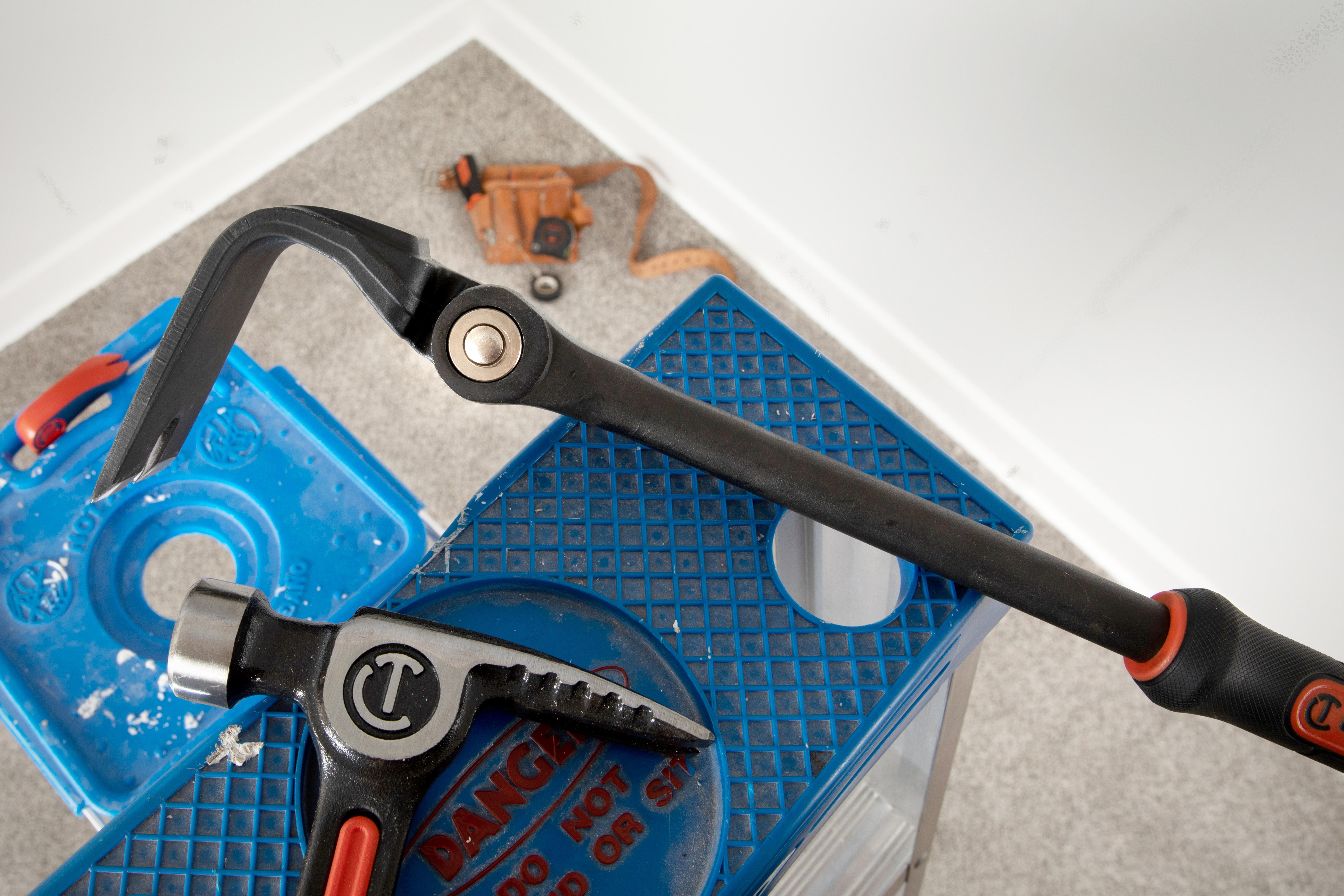 Crescent 18-in. Indexing Flat Pry Bar in use on a construction site