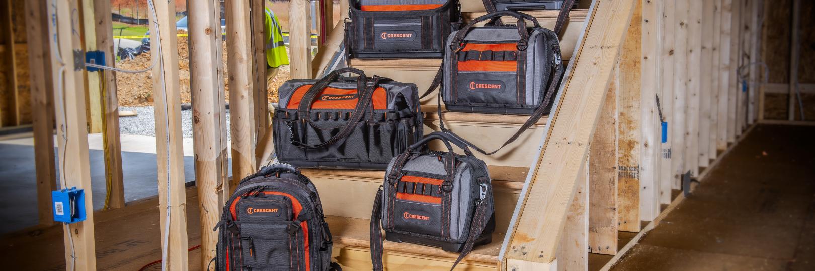 Crescent Tools family of tool bags in home under construction