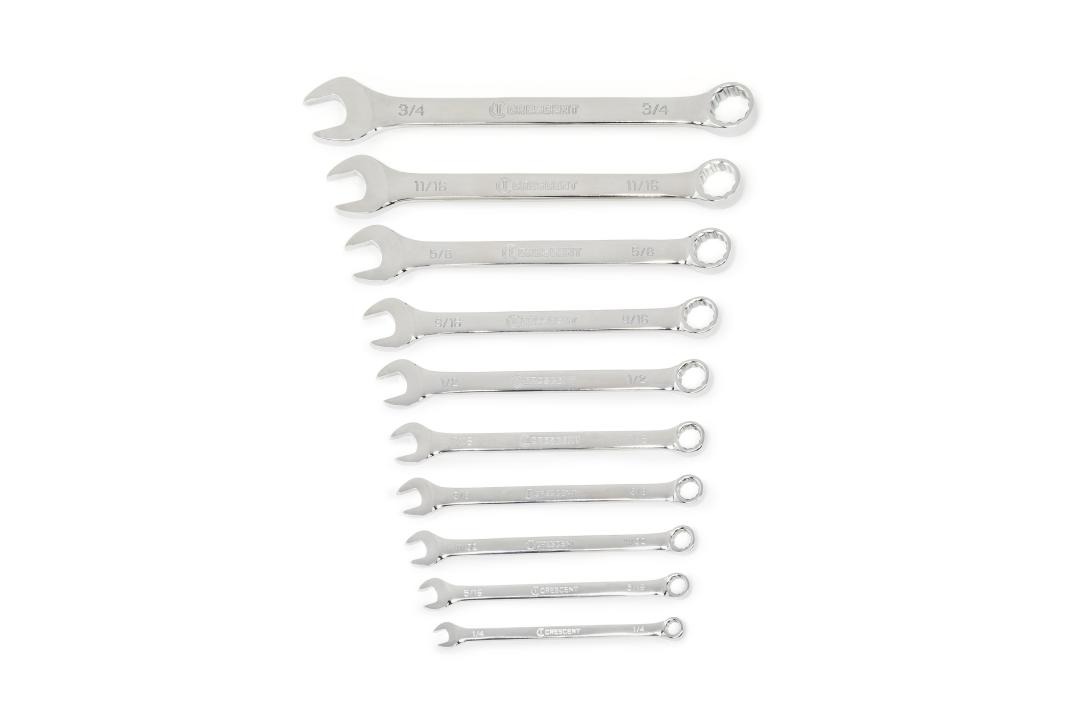 COOPER HAND TOOLS CRESCENT 10 PC COMBINATION WRENCH SET SAE 192-CCWS2 