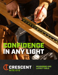 Cover page for the Crescent NITE EYE Measuring and Layout Tools product brochre