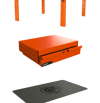 RAILWORKS Accessories including wire spool holders, tool drawer, and shelf liner