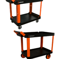 Two RAILWORKS Industrial Utility Carts, one with 5" casters and the other with 8" casters