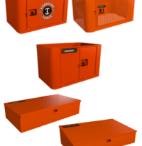 Three RAILWORKS Security Panel Wraps & two RAILWORKS Top Shelf Lockable Workstations