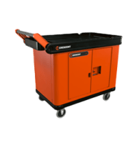 Crescent RAILWORKS Industrial Utility Cart with Double Door Security Wrap on a transparent background