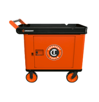 RAILWORKS Industrial Cart with 8" Casters with Single Door Security Wrap on a transparent background