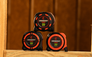 Crescent SHOCKFORCE NITE EYE, WORKHORSE, and Control Touch tapes sitting in house framing on a residential construction site