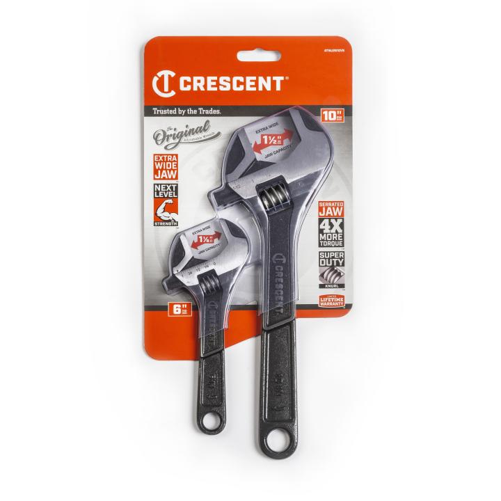 2 Piece Wide Jaw Adjustable Wrench Set 6 & 10