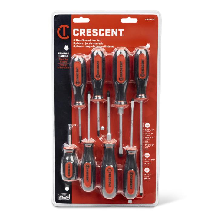 8 Piece Dual Material Screwdriver Set | Crescent