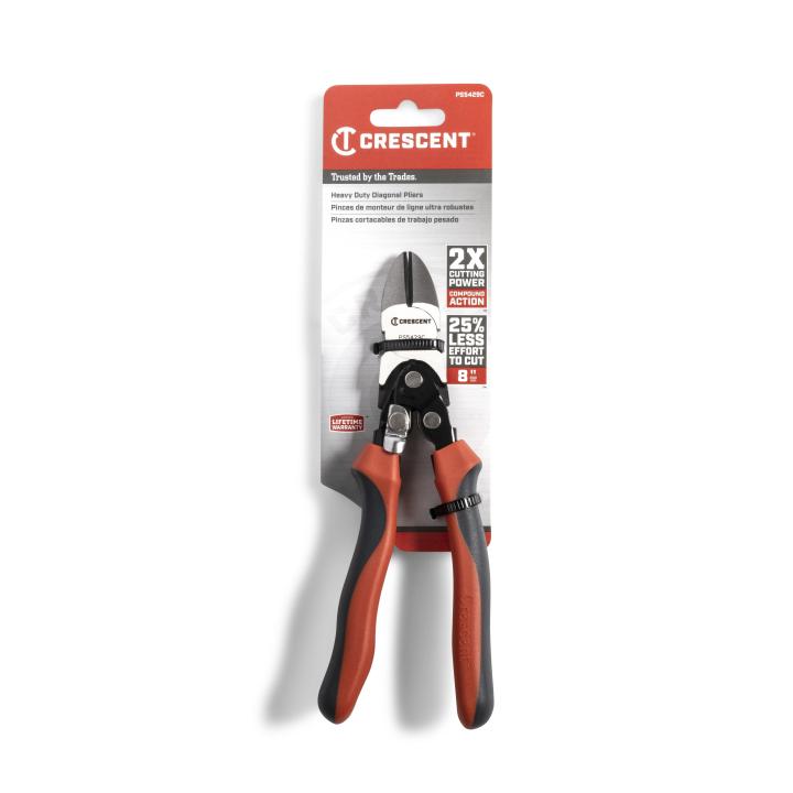 Proseries Diagonal Compound Action Pliers Steel Hand Tools 8 in for Cutting Wire 