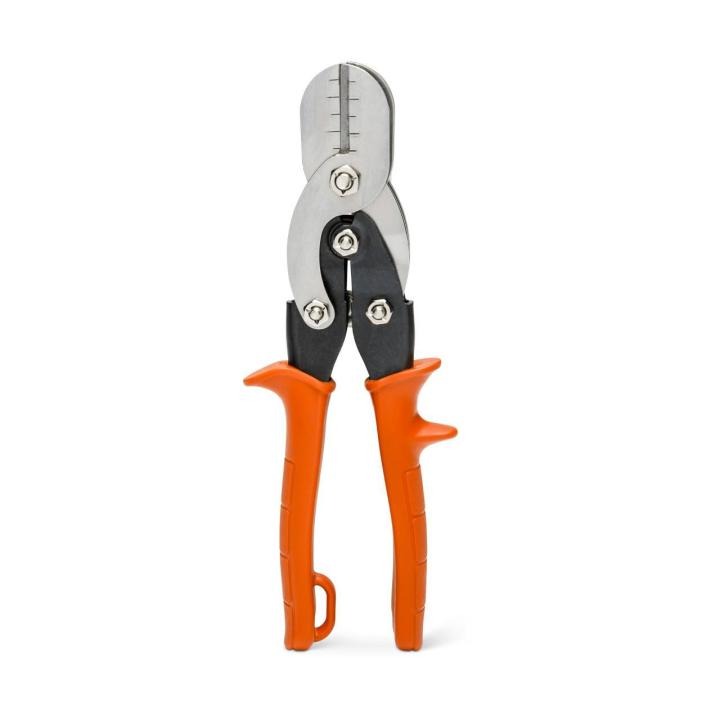 Back view of the Crescent CTH5SC crimper with the jaws towards the top and the orange handle towards the bottom