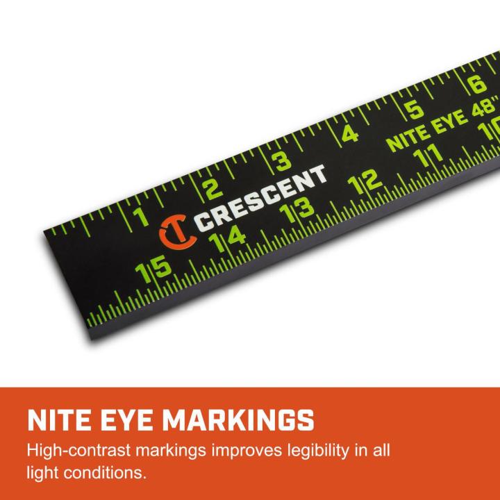 CTS48 48-inch NITE EYE™ T-square close-up highlighting high-contrast markings that improve legibility in all light conditions.