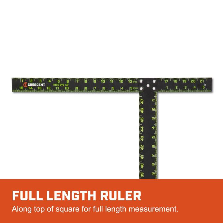 CTS48 48-inch NITE EYE™ T-square front view highlighting the full-length ruler along the top for long measurements.