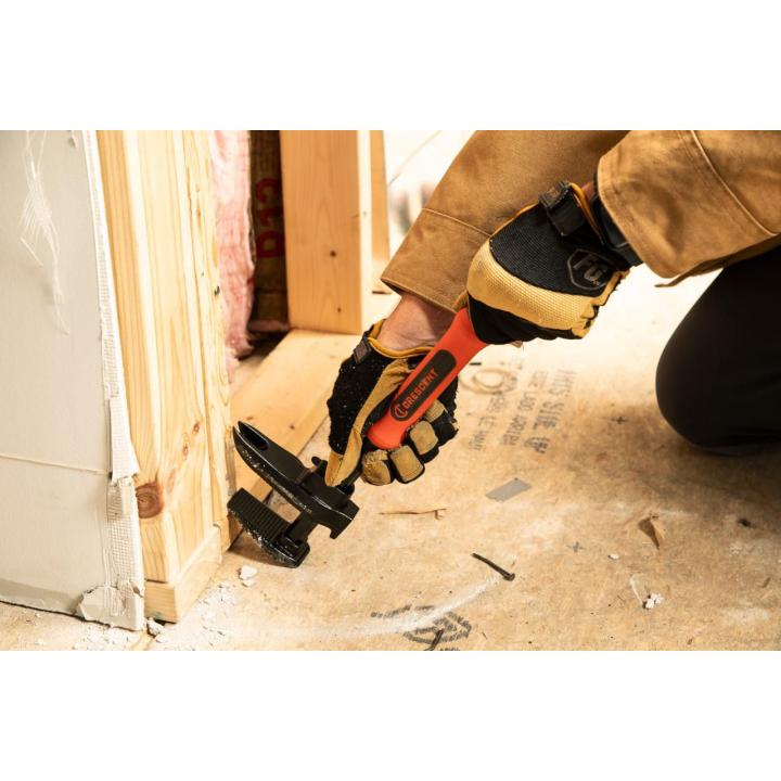 Image of the Crescent 16" adjustable pry bar  showing a person using it on a construction site