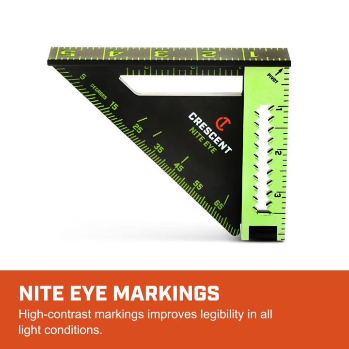 LSSP4NE 4-inch NITE EYE™ layout square close-up highlighting high-contrast markings that improve legibility in all light conditions.