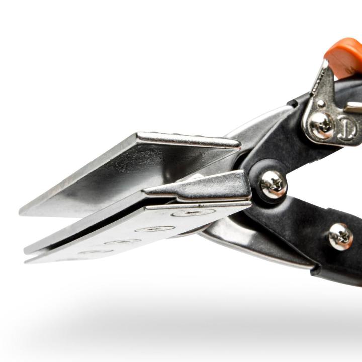 Close-up side view of the WS6N hand seamer showing layered silver jaws, black body, and pivot screws.