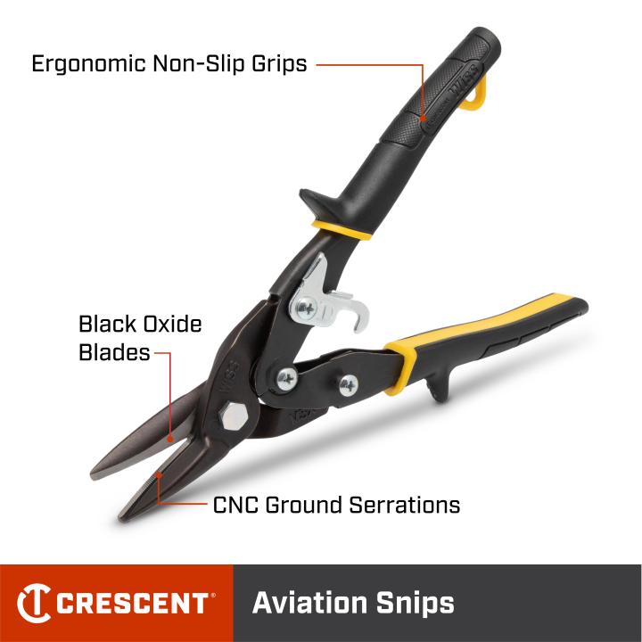 CRESCENT WISS, Left/Right, Straight, 9 3/4 in Overall Lg, Aviation