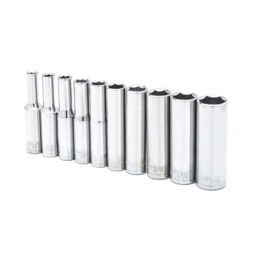 Image of 10 Pc. 1/4" Drive 6 Point Deep SAE Socket Set - Crescent