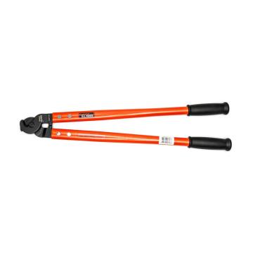 Crescent H.K. Porter 28-inch ACSR, wire rope, and cable cutter with orange steel handles, black grips, and black cutting jaws shown on a white background.
