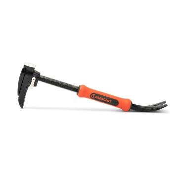 Image of the Crescent 16" adjustable pry bar  with its adjustable jaw towards the left side and the nail puller on the right side of the image on a white background