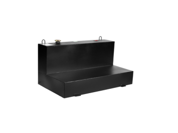 Crescent JOBOX black l-shaped liquid transfer tank on a white background